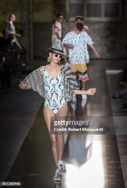 Model walks the runway at the Krizia Robustella show during the Barcelona 080 Fashion Week on June 26, 2017 in Barcelona, Spain.