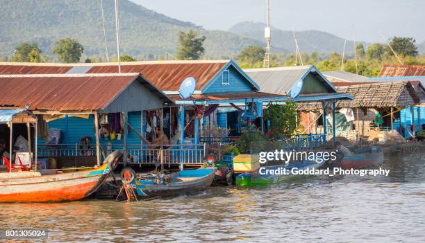 cambodia: chnok tru - fishing village stock pictures, royalty-free photos & images