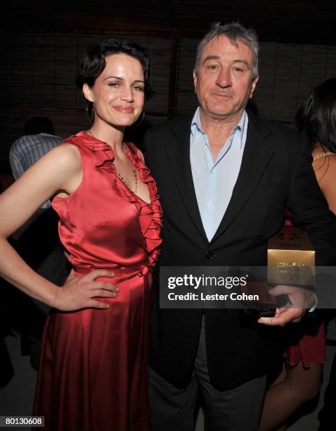 Actress Carla Gugino and owner Robert De Niro attend the opening sake ceremony of Nobu Los Angeles on March 4, 2008 in West Hollywood, California.