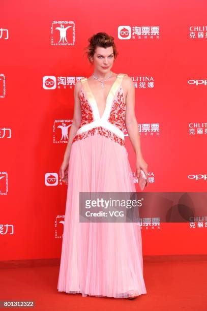 American actress Milla Jovovich arrives at red carpet of Golden Goblet Awards and Closing Ceremony of 20th Shanghai International Film Festival at...
