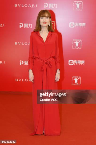 French actress Isabelle Huppert arrives at red carpet of Golden Goblet Awards and Closing Ceremony of 20th Shanghai International Film Festival at...