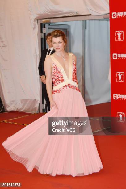 American actress Milla Jovovich arrives at red carpet of Golden Goblet Awards and Closing Ceremony of 20th Shanghai International Film Festival at...