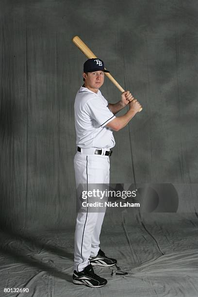 Elliot Johnson of the Tampa Bay Rays poses during Photo Day on February 22, 2008 at the Raymond A. Naimoli Baseball Complex in St. Petersburg,...