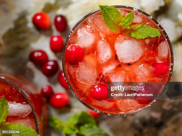 cranberry and mint cocktail - cranberry stock pictures, royalty-free photos & images