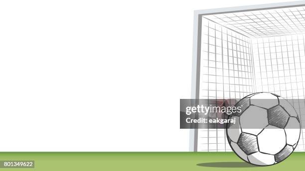 Football Field With Goal Soccer Ball Drawing In Doodle Style High Res Vector Graphic Getty Images Football Field With Goal Soccer Ball Drawing In Doodle Style High Res Vector Graphic Getty Images