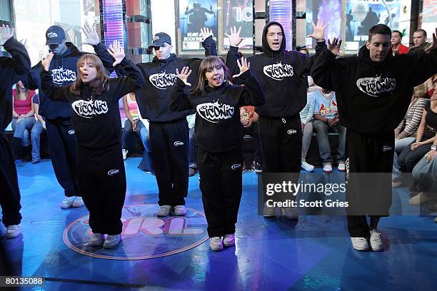 Dance group Iconic from "Randy Jackson Presents: America's Best Dance Crew" appears onstage during MTV's "Total Request Live" at the MTV Times Square...