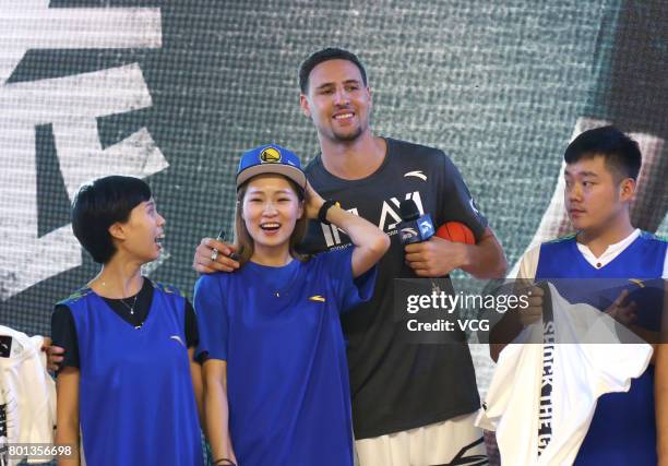 Player Klay Thompson of the Golden State Warriors meets fans at Happy Family Mall on June 26, 2017 in Shenyang, China.