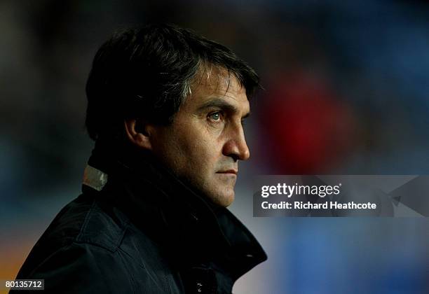 Manager Luigi De Canio watches the action during the Coca-Cola Championship match between Coventry City and Queens Park Rangers at the Ricoh Arena on...