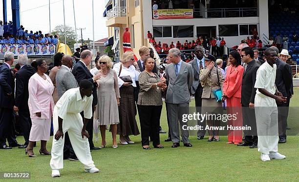 Prince Charles, Prince of Wales and Camilla, Duchess of Cornwall visit Queen's Park Cricket Ground in Trinidad on March 5, 2008 in Port of Spain,...