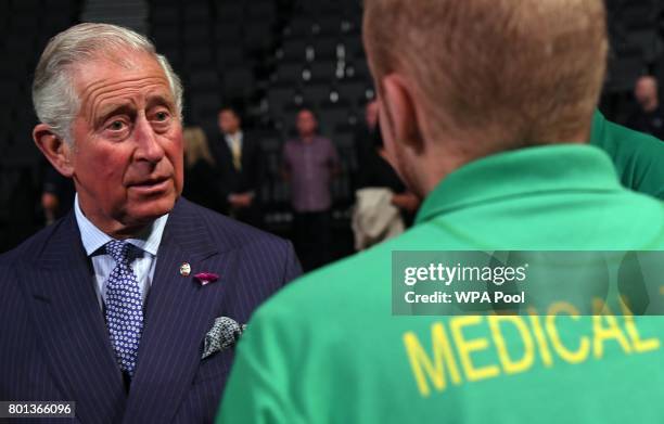 Prince Charles, Prince of Wales meets with the medical team who helped the victims of the Manchester terror attack at Manchester Arena on June 26,...