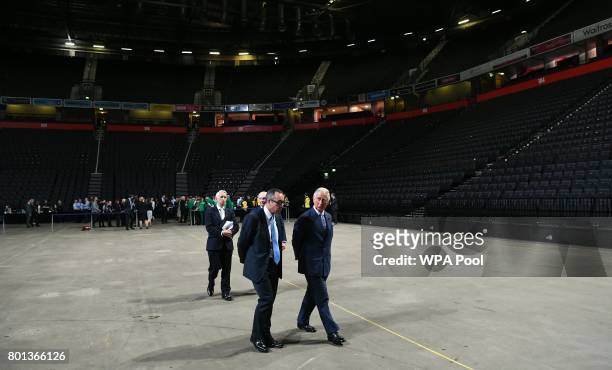 Prince Charles, Prince of Wales is given a tour of Manchester Arena, where he met with people who helped the victims of the Manchester terror attack...