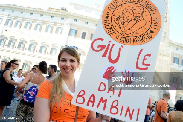 Demonstration in front of Parliament against the Compulsory vaccination issued by the Government, on June 26, 2017 in Rome, Italy.