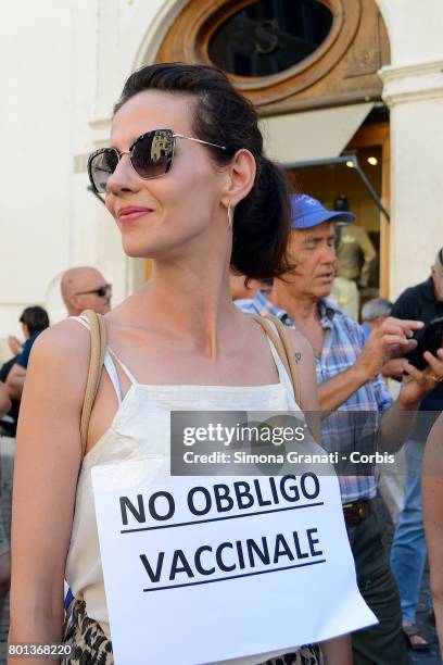 Demonstration in front of Parliament against the Compulsory vaccination issued by the Government, on June 26, 2017 in Rome, Italy.