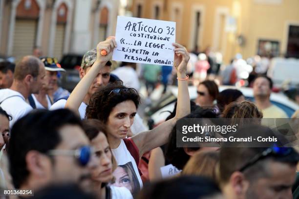 Demonstration in front of Parliament against the Compulsory vaccination issued by the Government, on June 26, 2017 in Rome, Italy.