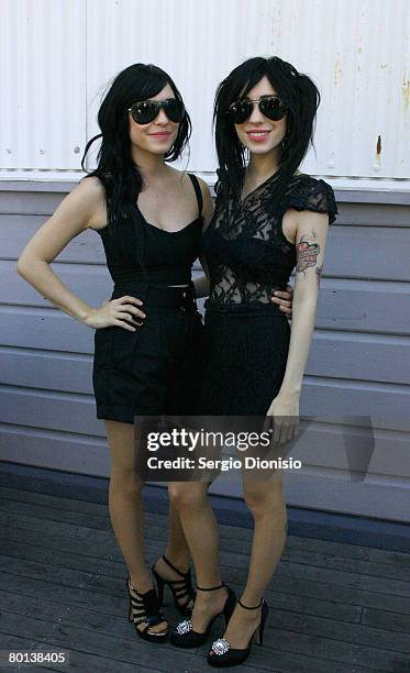 Jessica and Lisa Origliasso of the Veronicas pose the ARIA Chart Awards at Doltone House on March 6, 2008 in Sydney, Australia.