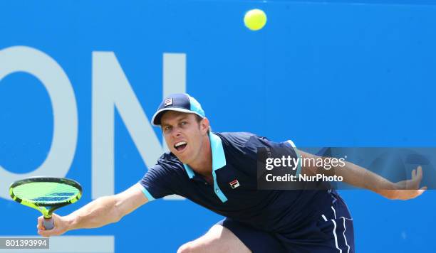 Sam Querrey USA against Gilles Muller LUX during Men's Singles Quarter Final match on the fourth day of the ATP Aegon Championships at the Queen's...