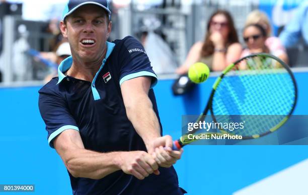 Sam Querrey USA against Gilles Muller LUX during Men's Singles Quarter Final match on the fourth day of the ATP Aegon Championships at the Queen's...