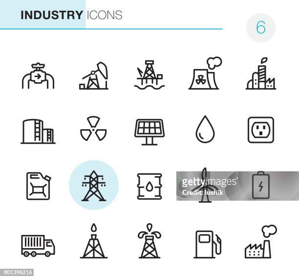 illustrazioni stock, clip art, cartoni animati e icone di tendenza di industria - icone pixel perfect - nuclear energy