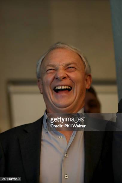 Auckland Mayor Phil Goff watches the racing at the Royal New Zealand Yacht Squadron as Team New Zealand win the Americas Cup over Oracle on June 27,...