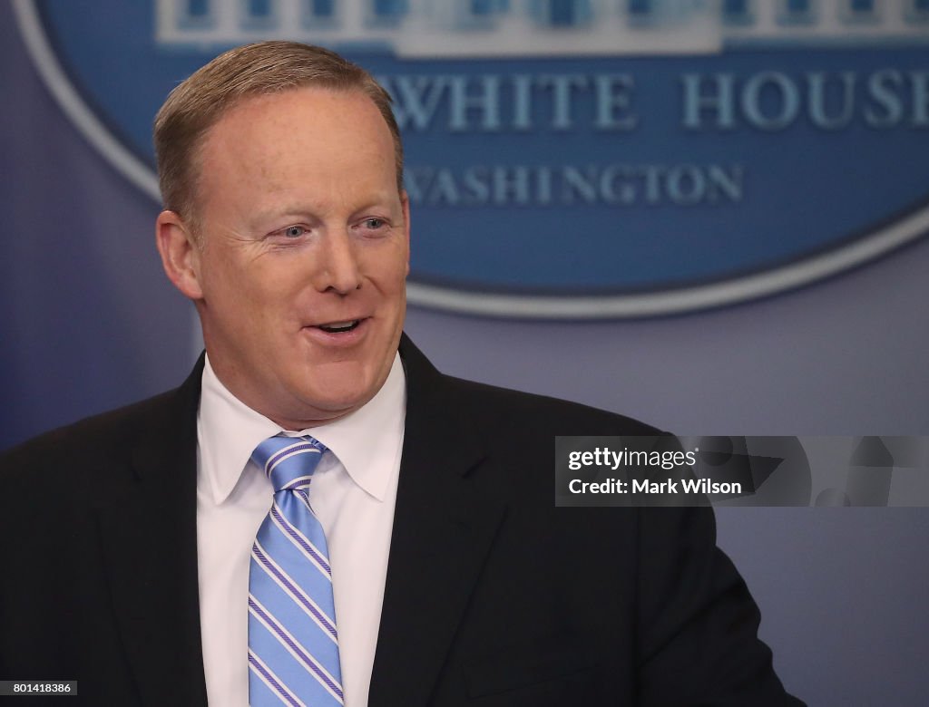 White House Press Secretary Sean Spicer Holds Daily Briefing  Without TV Coverage