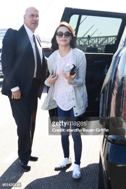 Miranda Cosgrove is seen at LAX on June 26, 2017 in Los Angeles, California.