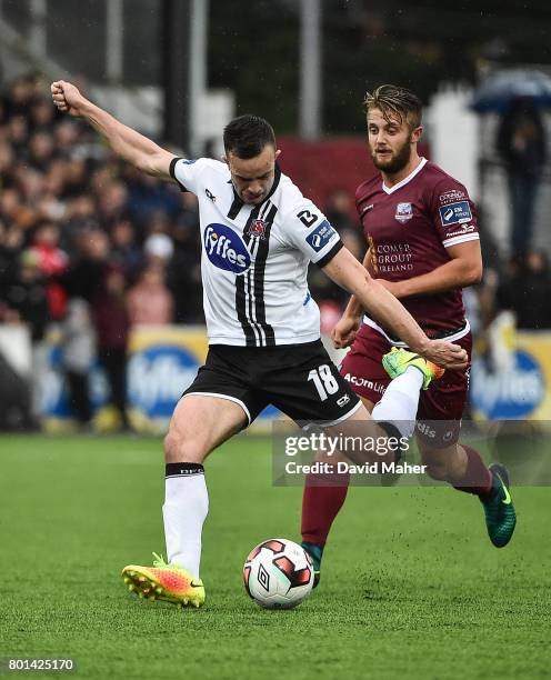 Dundalk , Ireland - 26 June 2017; Robbie Benson of Dundalk in action against Alex Byrne of Galway United during the SSE Airtricity League Premier...