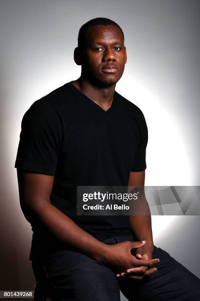 Player Lavoy Allen poses for a portrait at NBPA Headquarters on June 23, 2017 in New York City.