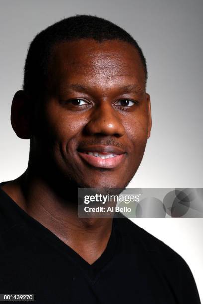 Player Lavoy Allen poses for a portrait at NBPA Headquarters on June 23, 2017 in New York City.