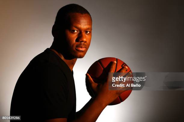 Player Lavoy Allen poses for a portrait at NBPA Headquarters on June 23, 2017 in New York City.