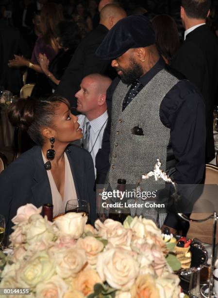Singer Janet Jackson and Producer Jermaine Dupri during the 2008 Clive Davis Pre-GRAMMY party at the Beverly Hilton Hotel on February 9, 2008 in Los...