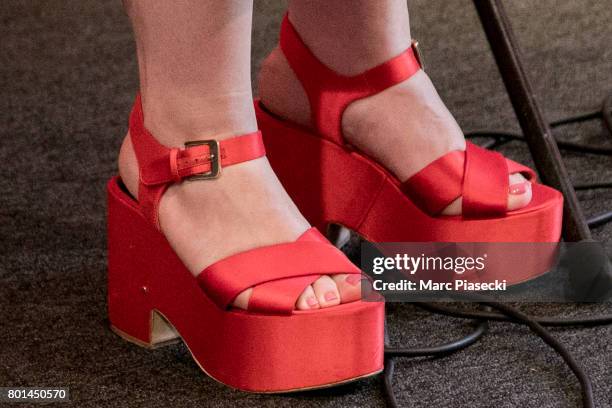 Singer Beth Ditto, shoe detail, performs at FNAC Saint-Lazare on June 26, 2017 in Paris, France.
