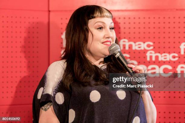 Singer Beth Ditto performs at FNAC Saint-Lazare on June 26, 2017 in Paris, France.