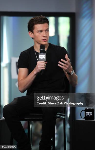 Actor Tom Holland attends Build Series to discuss his new movie "Spider-Man: Homecoming" at Build Studio on June 26, 2017 in New York City.