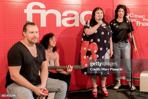 Singer Beth Ditto performs at FNAC Saint-Lazare on June 26, 2017 in Paris, France.