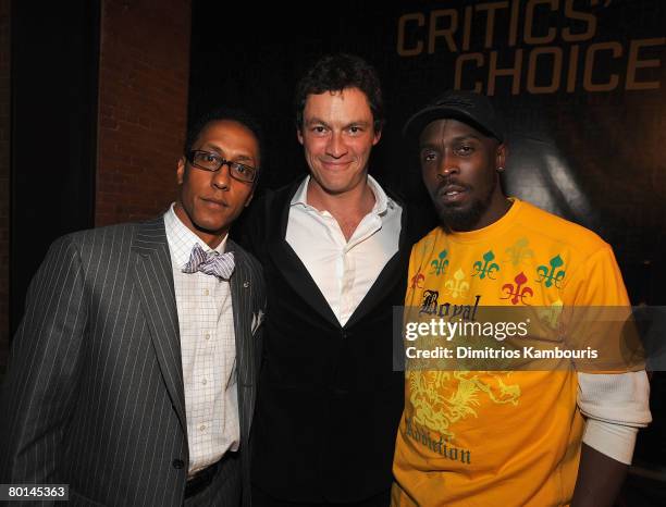 Actors Andre Royo, Dominic West and Michael Kenneth Williams attend the Men's Vogue Celebration of the Series Finale of The Wire at 399 Lafayette...