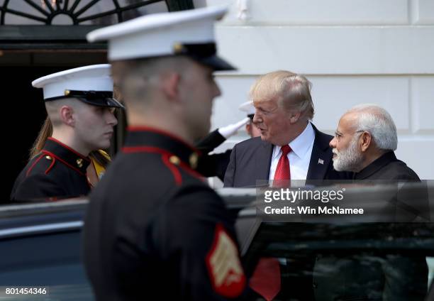 President Donald Trump welcomes Indian Prime Minister Narendra Modi to the White House June 26, 2017 in Washington, DC. Trump and Modi are scheduled...