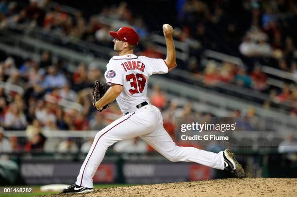 Jacob Turner of the Washington Nationals pitches against the Atlanta Braves at Nationals Park on June 12, 2017 in Washington, DC.