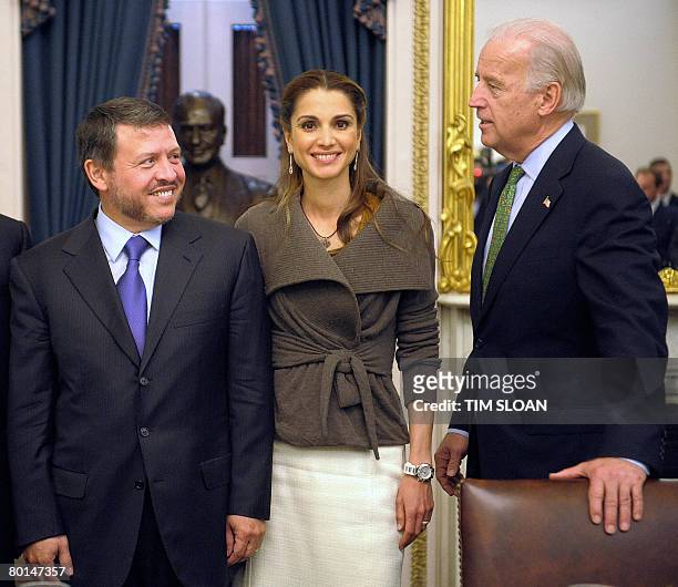King Abdullah and Queen Rania of Jordan meet with members of the Senate Foreign Relations Committee including Chairman, Senator Joe Biden at the US...