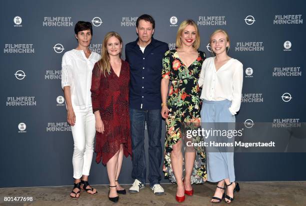 Nina Kunzendorf, Julia Jentsch, Hans-Christian Schmid, Johanna Ingelfinger and Elisa Schlott attend 'Das Verschwinden' Premiere during Munich Film...