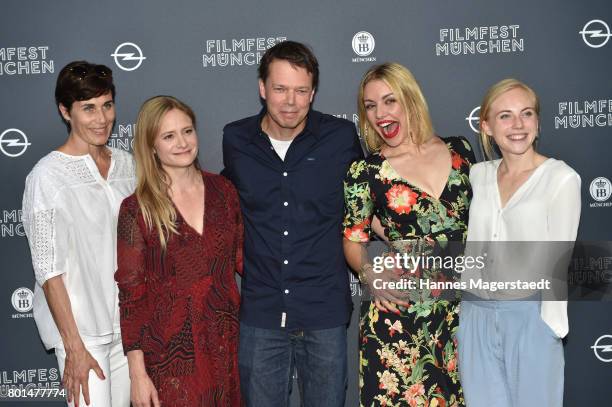 Nina Kunzendorf, Julia Jentsch, Hans-Christian Schmid, Johanna Ingelfinger and Elisa Schlott attend 'Das Verschwinden' Premiere during Munich Film...