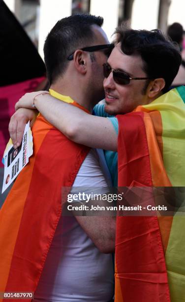 Up to 500,000 people march to demand equal reproductive rights for gay couples at the annual Gay Pride March which celebrates its 40th anniversary on...