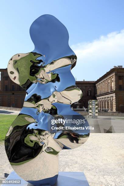 Helium' sculpture is shown as contemporary artist Helidon Xhixha opens his new exhibition of sculpture at Boboli Garden on June 26, 2017 in Florence,...