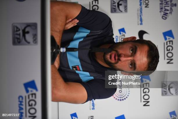 Marin Cilic of Croatia holds a press conference at AEGON Championships 2017 at Queen's Club, London on June 25, 2017