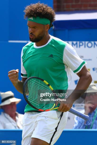 Jo-Wilfried Tsonga FRA against Gilles Muller LUX during Round Two match on the third day of the ATP Aegon Championships at the Queen's Club in west...