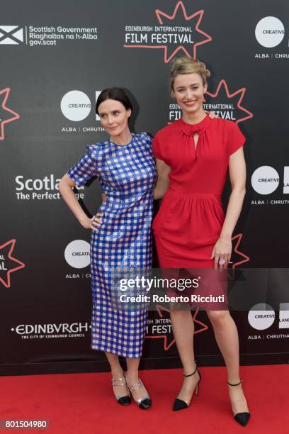 Actresses Rebecca Calder and Deirdre Mullins attend a photocall for the projection of 'The Dark Mile' during the 71st Edinburgh International Film...