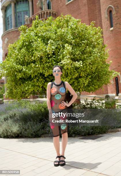 Carla is seen wearing tagMoritz at the Barcelona 080 Fashion Week on June 26, 2017 in Barcelona, Spain.