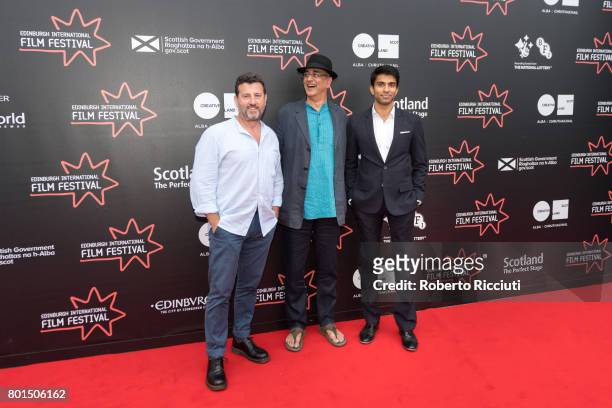 Director and writer Conor McDermottroe, actors Amir Aziz and Nikesh Patel attend a photocall for the projection of 'Halal Daddy' during the 71st...
