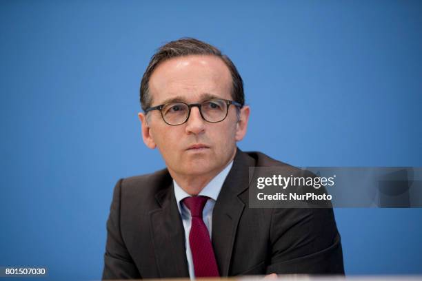 German Justice Minister Heiko Maas attends a news conference regarding the evolution of the quote of women in leading positions in the private sector...