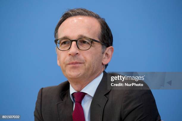 German Justice Minister Heiko Maas attends a news conference regarding the evolution of the quote of women in leading positions in the private sector...