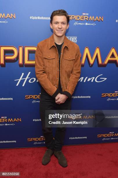 Tom Holland attends the "Spiderman: Homecoming" New York First Responders' Screening at Henry R. Luce Auditorium at Brookfield Place on June 26, 2017...